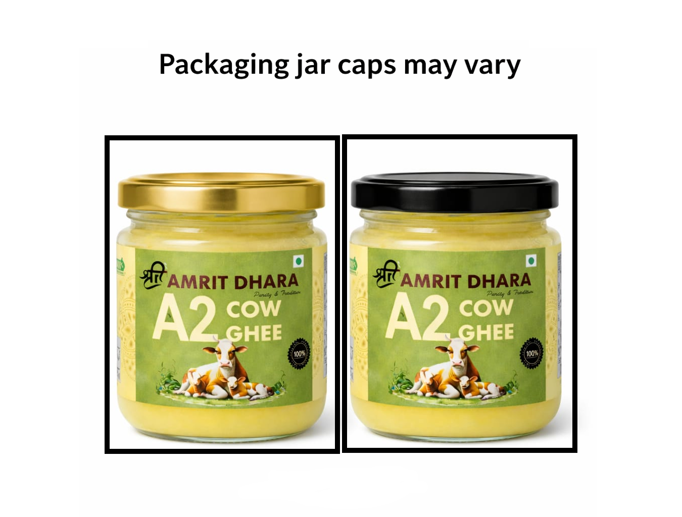 Shri Amrit Dhara A2 Cow Ghee 250ml glass jar — lid detail